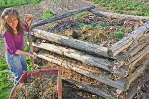 Photo from Mycorrhizal Planet: Stacked-log composting works well for building up green and brown layers over the course of a few months. These "bins" can readily be disassembled when the time comes to move compost onward.